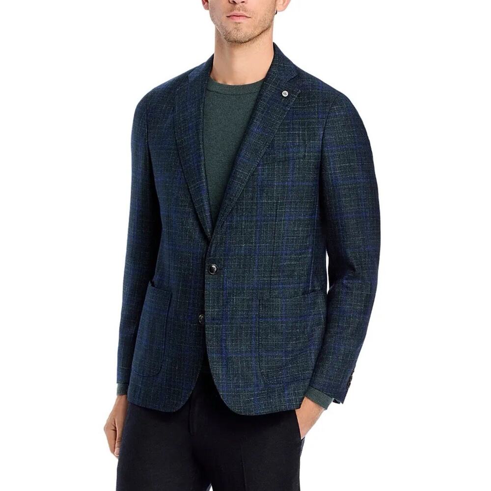 BNWT Peter Millar Men'S Tailored Fit Findlay Plaid Sport Coat,Lacinato,44 Reg